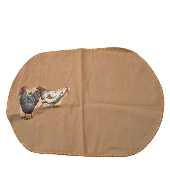Vintage Brown Placemats & Napkin Set Of 4 Each Chickens - Picture 5 of 6